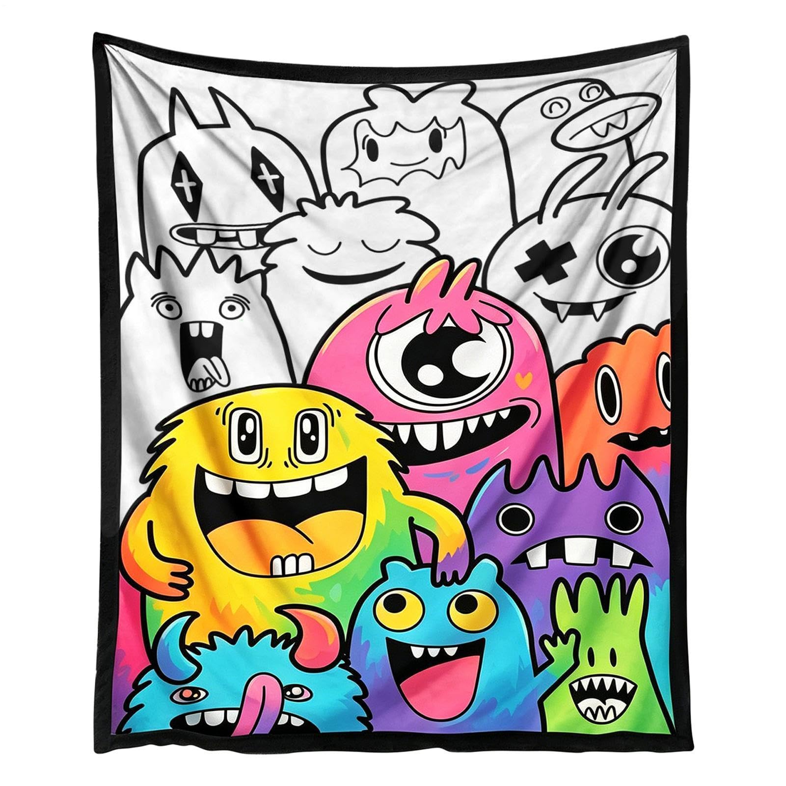 Couverture à colorier anti-stress 150x127 cm douce pour canapé et lit
