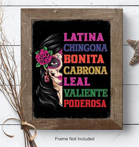 Miniatura 7 de Latinx Wall Art for Women - Mexican Theme Regalos Para Mujer - Sugar Skull Decor Decoracion Para Sala, Nina - Inspirational Quotes Wall Art for