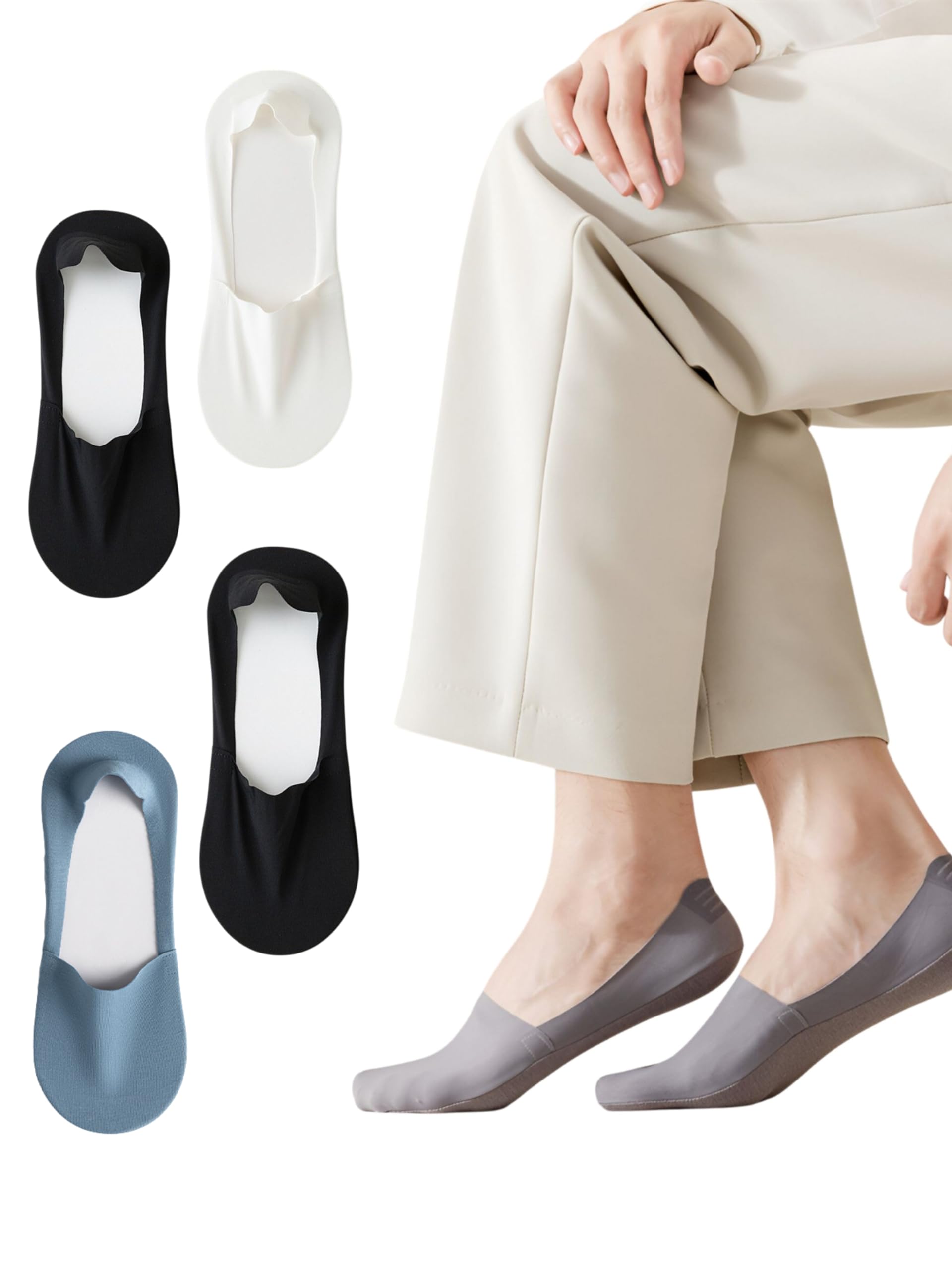 maou Men's & Women's Low Cut No Show Socks | Padded Anti-Slip Silicone Heel | Premium Cotton Blend, Invisible & Sweat Wicking for Sneakers, Dress Shoes (pack of 2,3,4,6 and 9)-picture-33