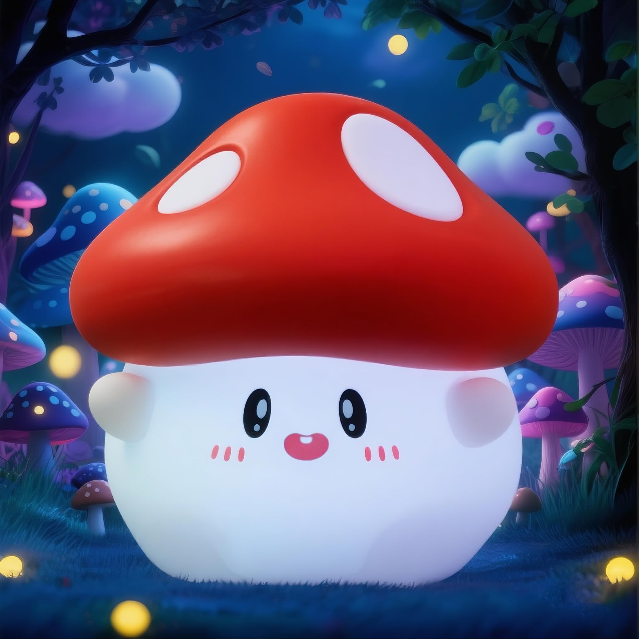 POSSHE Mushroom Night Light with Squishy Soft Silicone, RGB Flashing Color