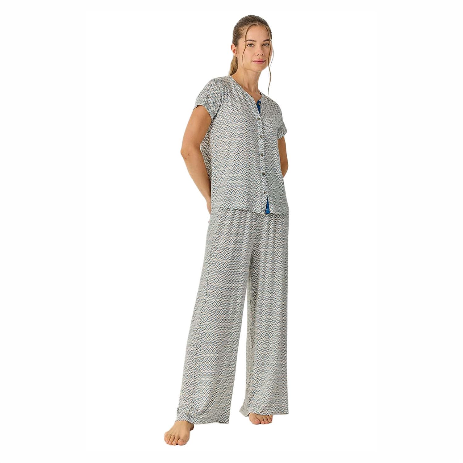 J&J Brothers Pijama Mujer Verano con Pantalón Largo Fluido JJB28
