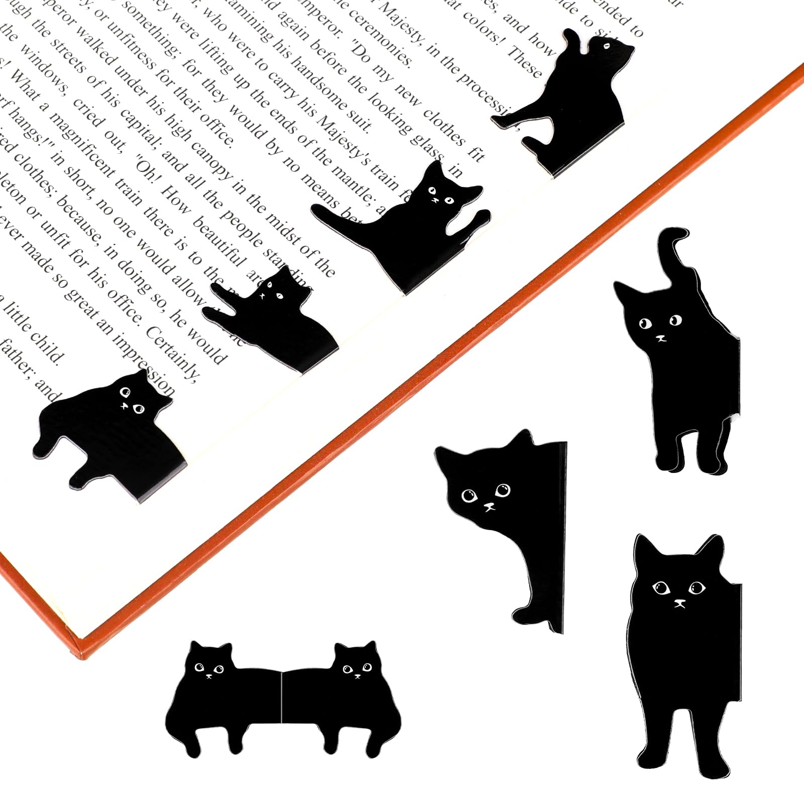 7 marcapáginas magnéticos con diseño de gato para niños, color negro, bonito marcador, clip para gatos, páginas de libros, marcadores para profesores, estudiantes, amantes de los libros