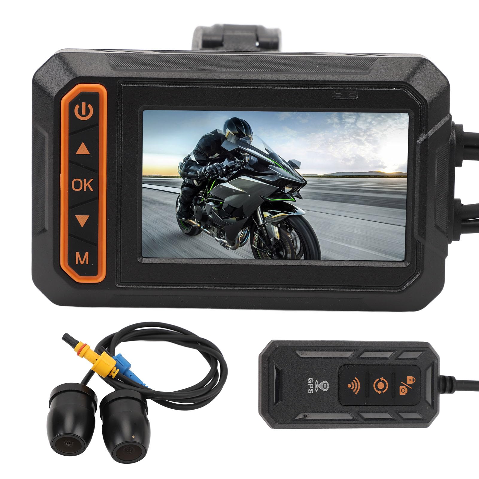 Cámara de Salpicadero de Doble Lente para Motocicleta, Grabadora Resistente Al Agua con Pantalla IPS de 1080P para Deportes de Motor y Ciclismo