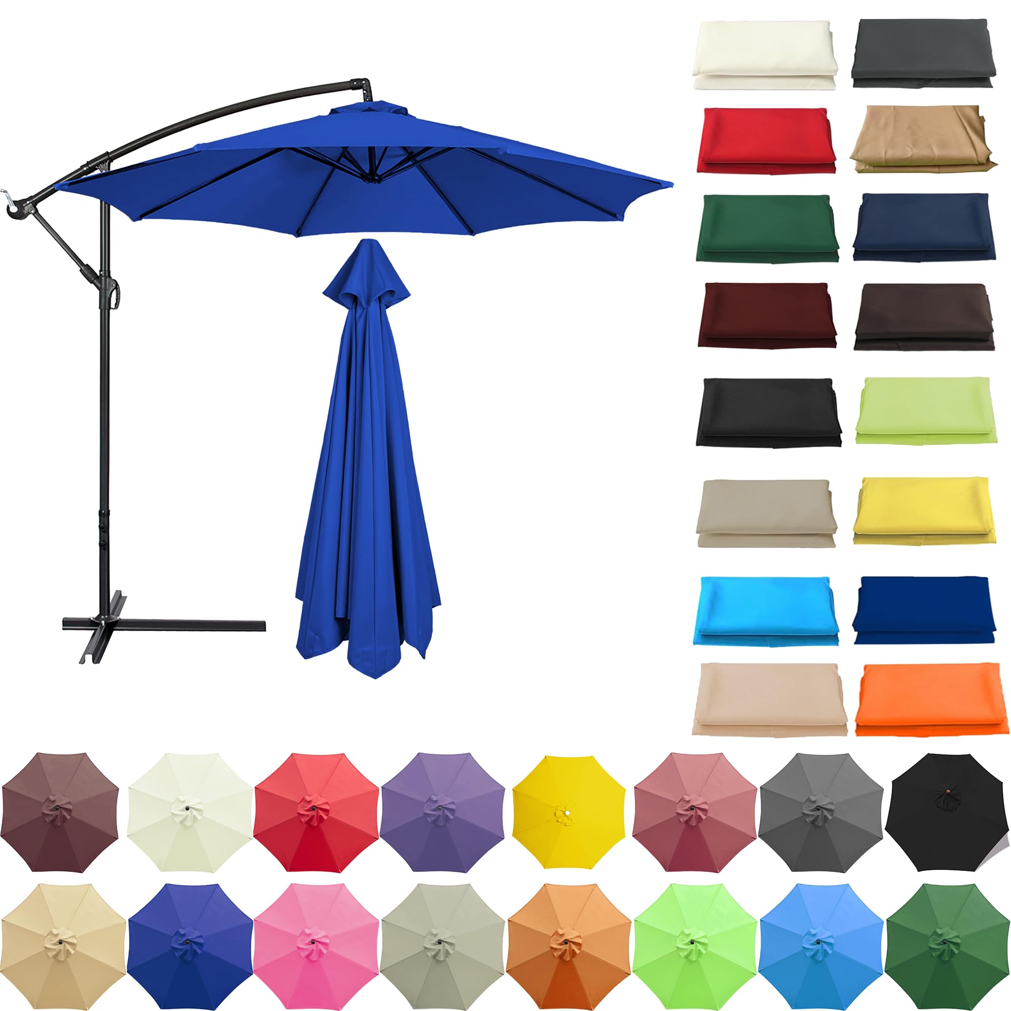 QUIYAEZY Replacement Garden Parasol Canvas 6/8 Ribs Replacement Canopy For Parasol Umbrella Replacement Cloth 2/2.3/2.5/2.7/3/3.50m Replacement Parasol Canopy Waterproof Garden Umbrella Parasol