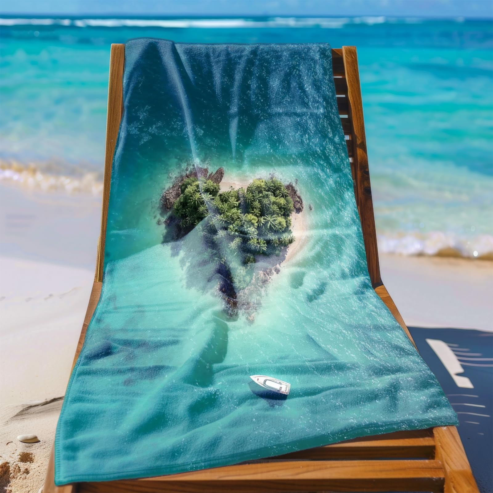 Xxl Microfibre Beach Towel 200X200 Islands, Boats Lightweight microfibre beach towel,Sand Free Quick Dry Travel Swim Towel, Sports Towel Yoga Gym for Women Men