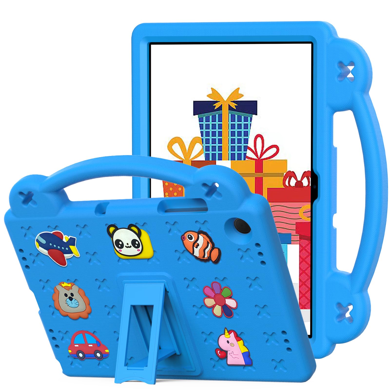 Tading Kids Case for Galaxy Tab A9 Plus, Children Friendly DIY Cartoon EVA Foam Protective Handle Stand Cover for Samsung Galaxy Tab A9+ / A9 Plus (