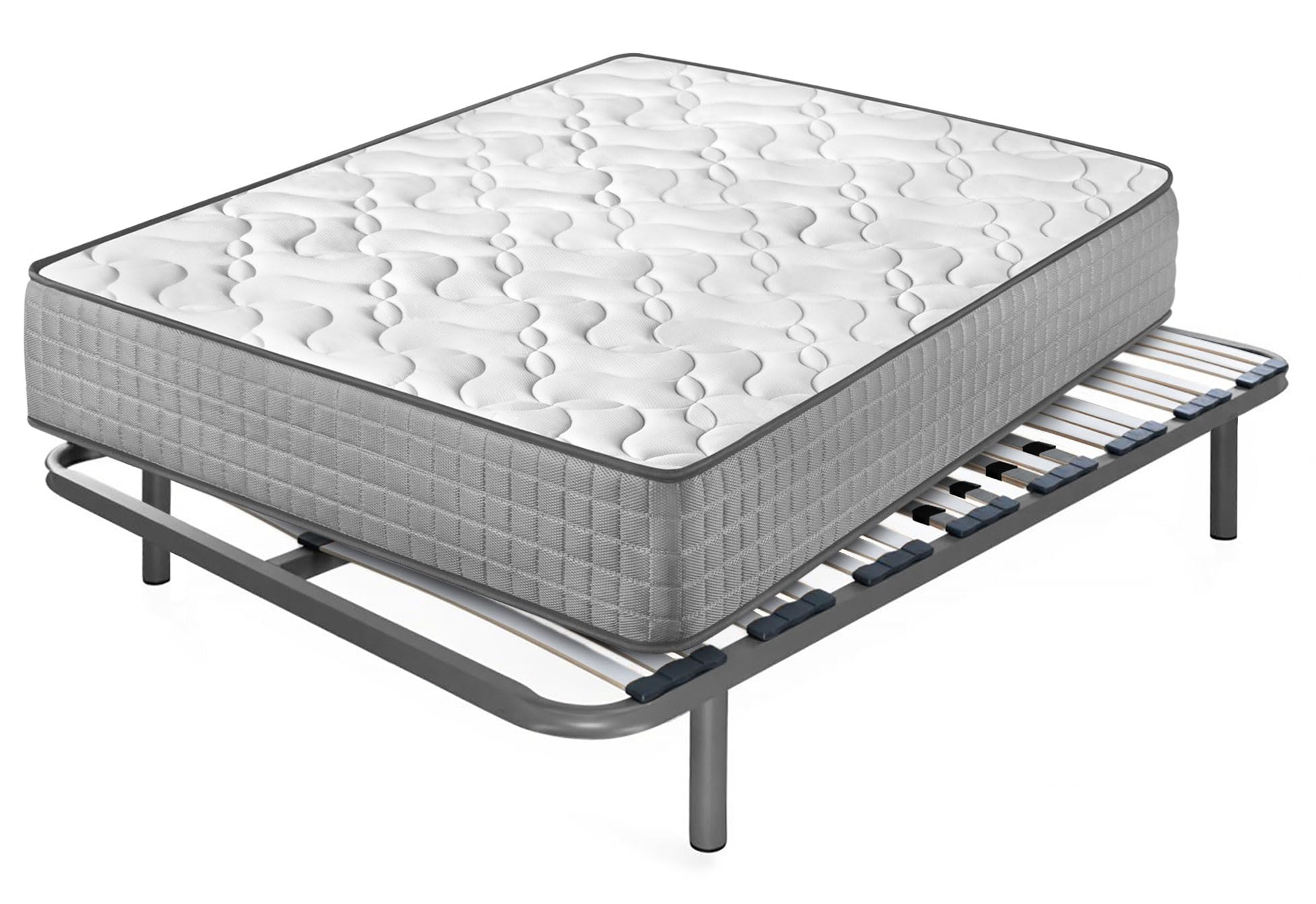 Colchón Viscoelástico Diamond Fresh + Somier Apolo con 5 Patas de 32 cm | Medida: 120x200 cm