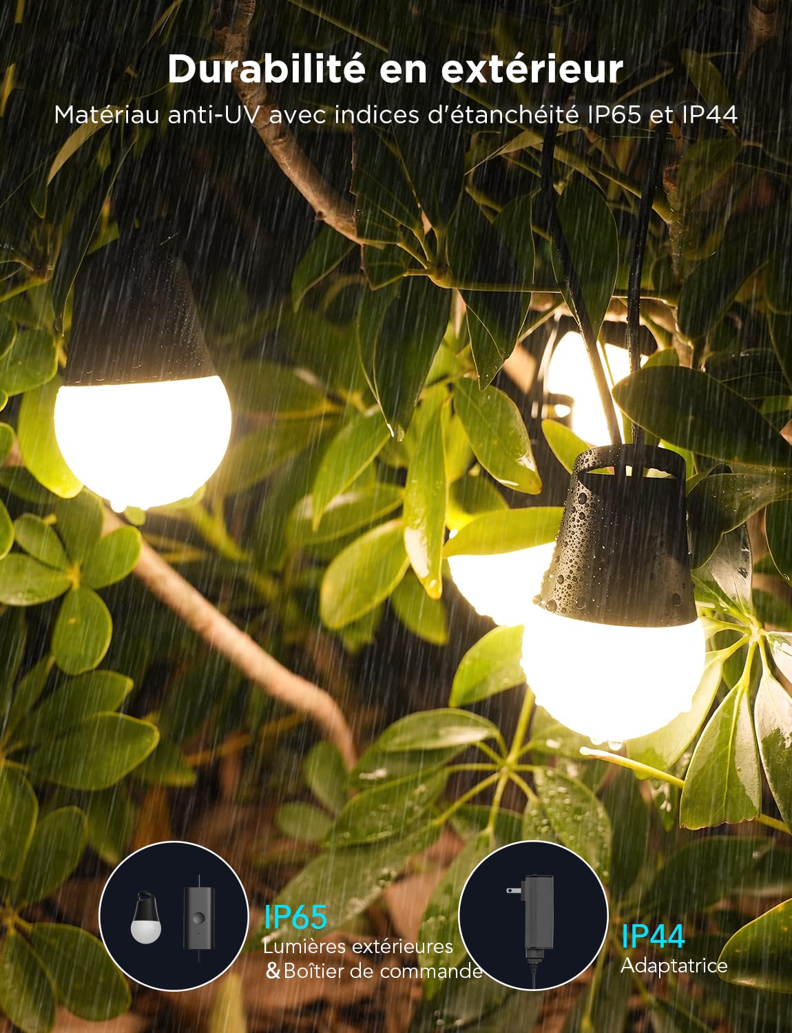 Govee Guirlande Lumineuse d'Extérieur Intelligente 2, 30M RGBICW Led Jardin | IP65, 100lm par Lumière, 47 Modes Scène et 16 Millions de Couleurs, Fonctionne avec APP Alexa, Durée de vie de 25000h