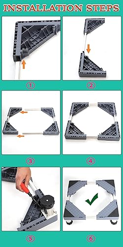 Miniatura 6 de Base de refrigerador a prueba de humedad Soporte para lavavajillas con 4 patas ajustables de altura de 9.8 pulgadas, base de aire acondicionado,