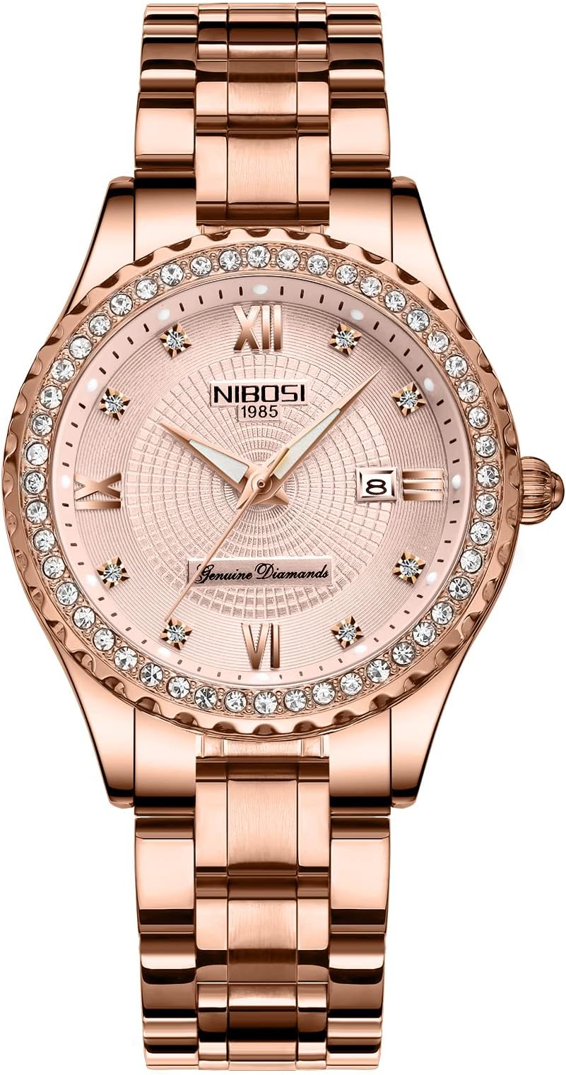 Women's Watches Analog Quartz Ladies Wrist Watches with Date Rose Gold Dial Luxury Waterproof Stainless Steel Watch for Wrists Female Designer Dress Watches for Women