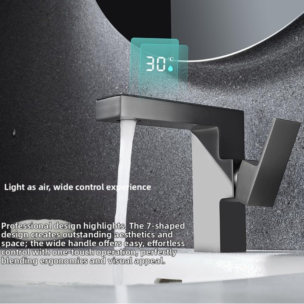 Luz LED de grifo alimentada por agua, iluminación ambiental ecológica para baño con pantalla digital, sensor de flujo de agua de bajo consumo (blanco) para iluminación instantánea