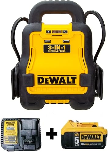 DeWalt DXAE20VBBK Amplificador de batería con batería de iones de litio de 20V XR 5 AH y cargador de batería DCB115