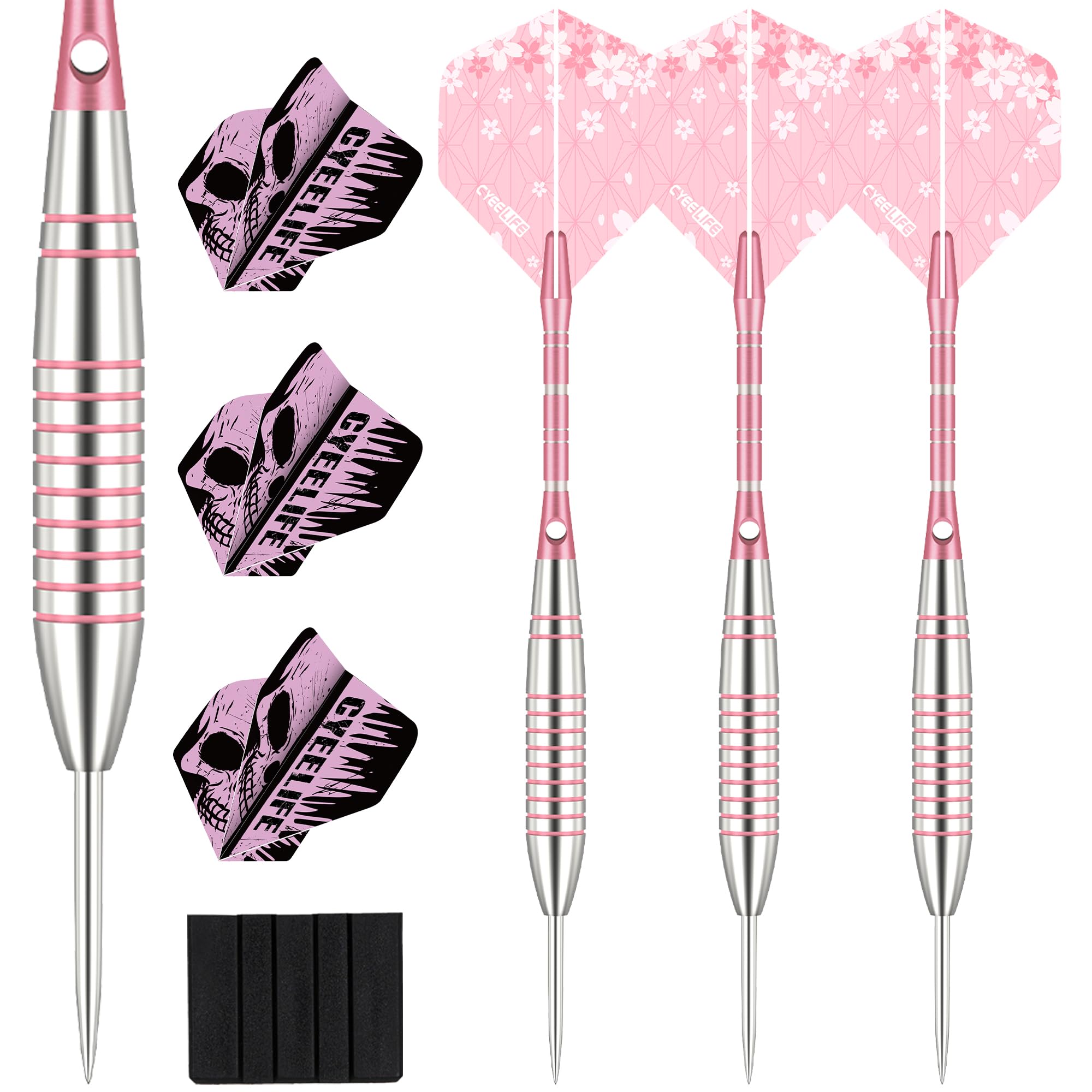 CyeeLife Fléchettes Pointe Acier 20g Set Professionnel avec 6 Vols, Portefeuille et protège-Pointes