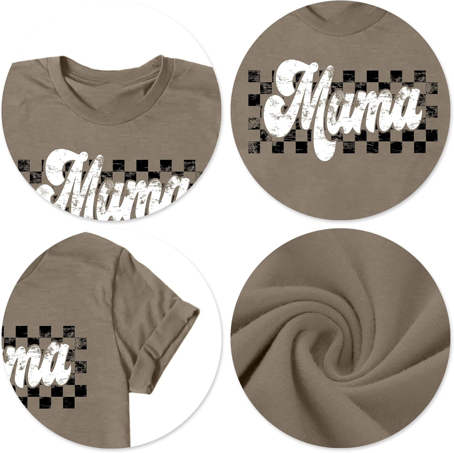 Mama Shirts Women Mothers Day Shirt Mom Life T-Shirt Vintage Checkers Mama Shirt Mommy Gifts Tee Tops - Image 6