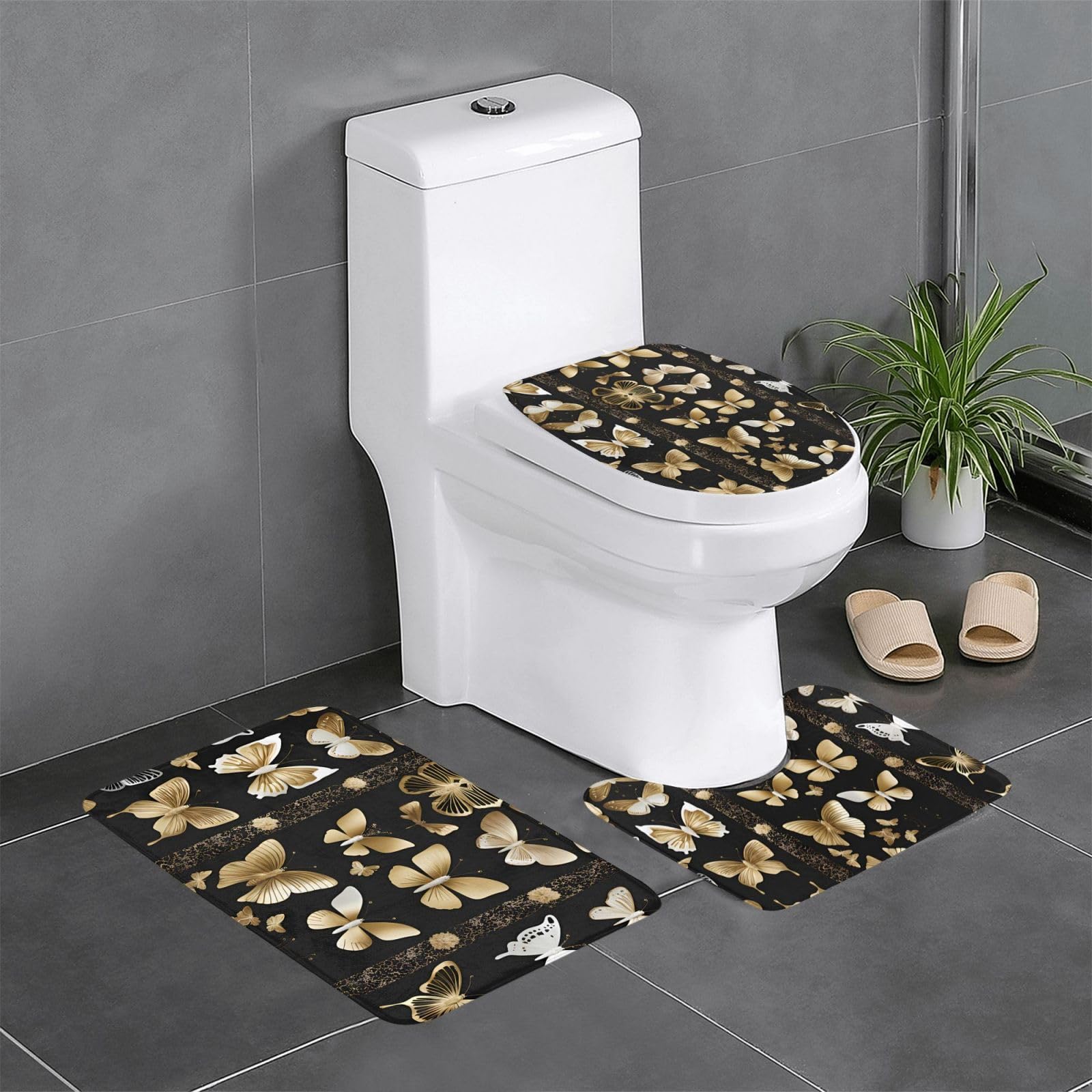 Tapis de bain papillons dorés pour transformer l'ambiance de la douche