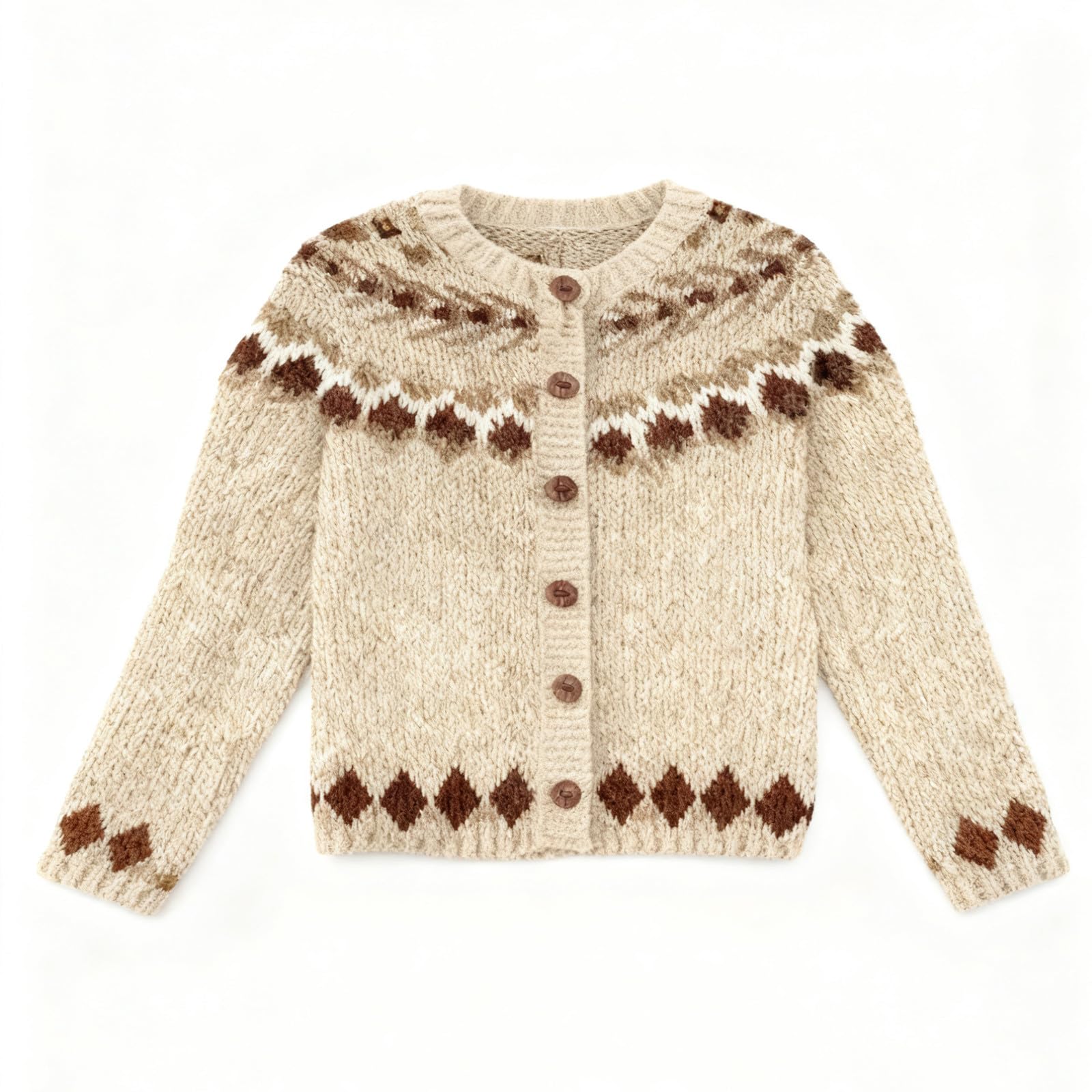 Fair Isle Sweater Women Cable Knit Button Down Cardigan Sweaters Long Sleeve Cozy Casual Winter Warm Tops Outerwear