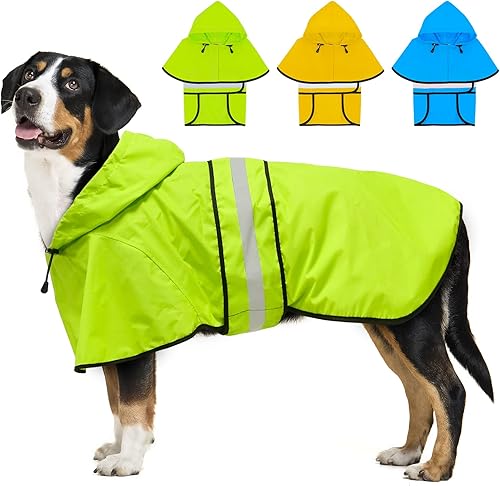 Miniatura 6 de Impermeable ajustable impermeable para perros, chaqueta reflectante para perros con capucha, abrigo ligero para lluvia para perros pequeños,