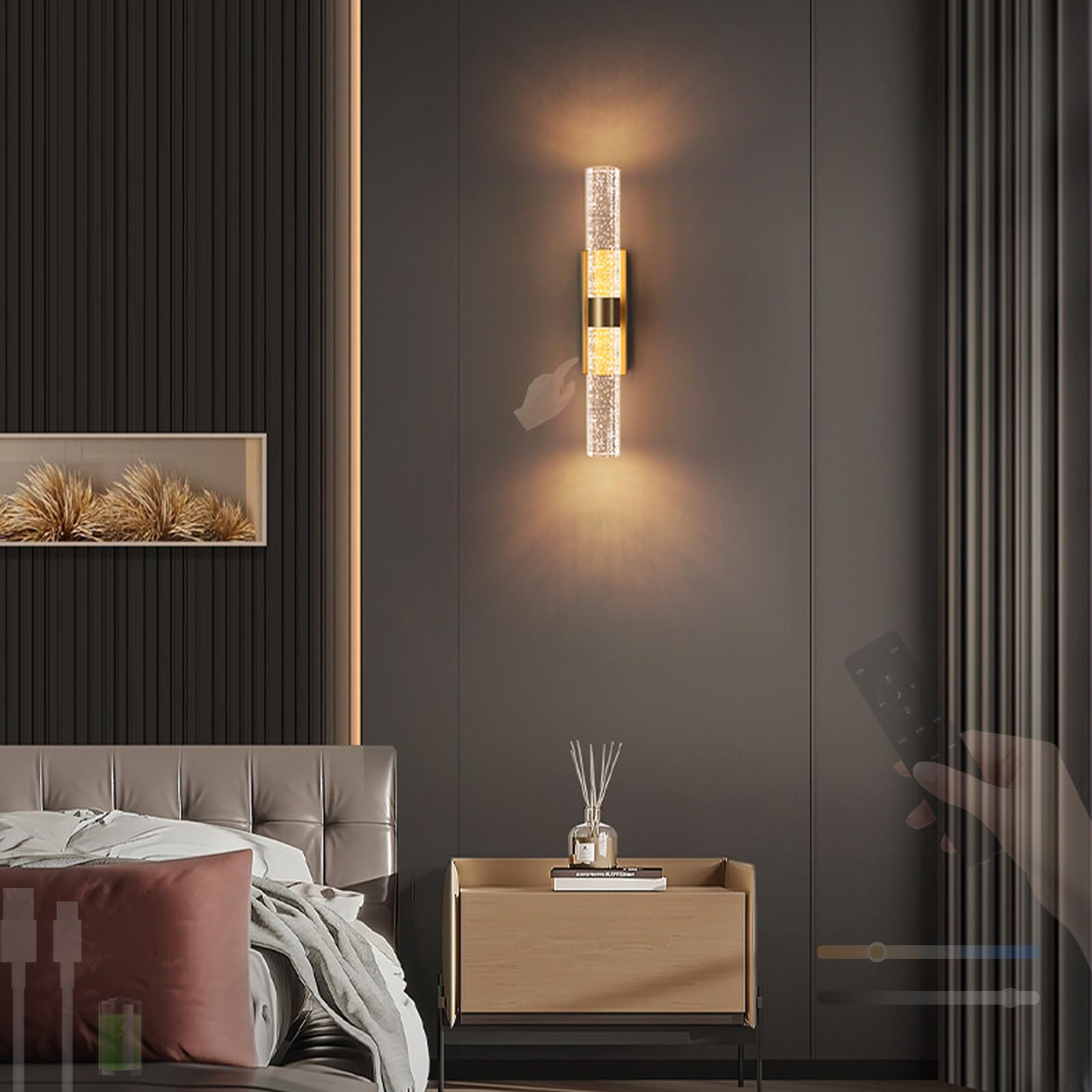Iluminación de pared LED regulable para dormitorio y comedor moderno 8