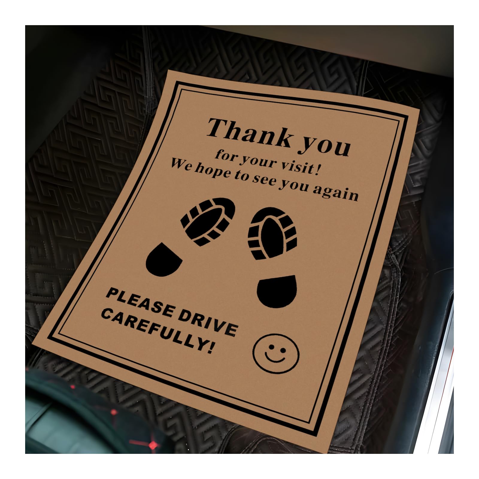 MTRPS 50 PCS Car Paper Floor Mats 16 x 20 Inch Disposable Auto Carpet Pads with Footprint Words