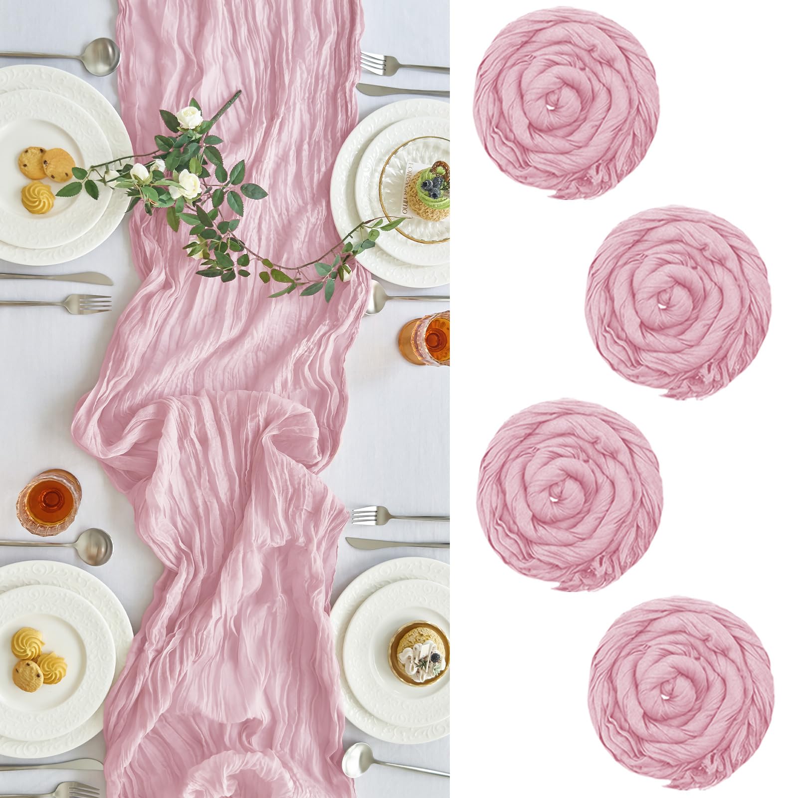 Pink Cheesecloth Table Runners - Fall Party Decor -16