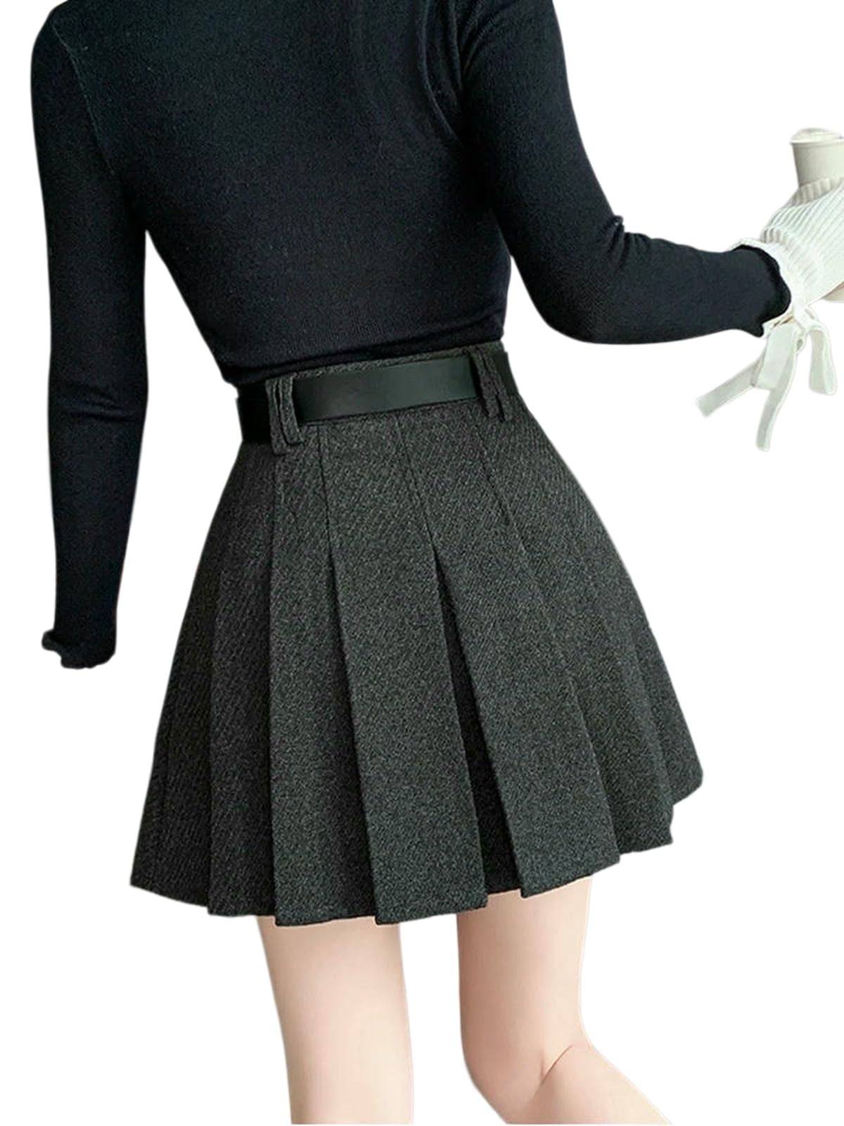 Gonna A Pieghe,Minigonna Plissettata Vintage da Donna, A Vita Alta, Graziosa, con Cintura