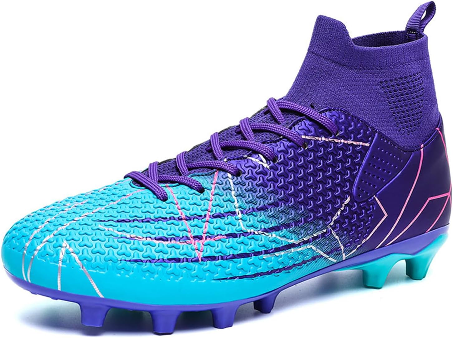 Men's and Women's Unisex High Top Football Boots Professional Outdoor Grass Indoor Training Football Shoes Anti Slip and Breathable Sports Shoes