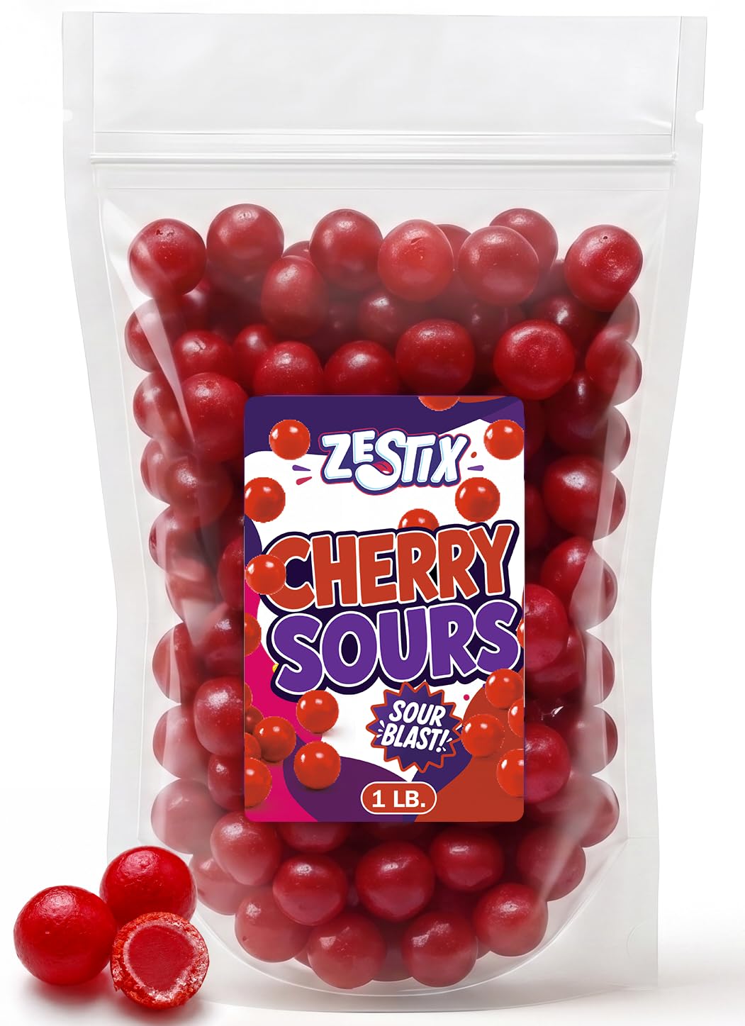 Cherry Sours Candy 1 LB, Soft Chewy Sour Cherry Balls