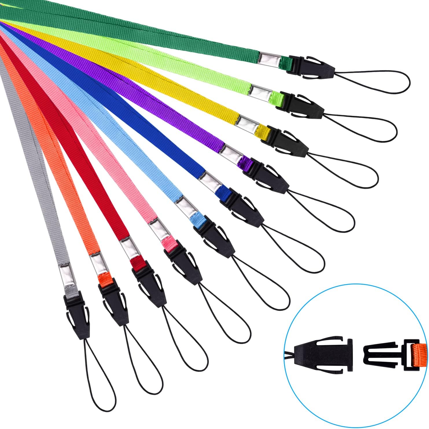 Wisdompro 7 inch Wrist Strap and 17 inch Neck Lanyard Set -20 Pcs Colorful image 3