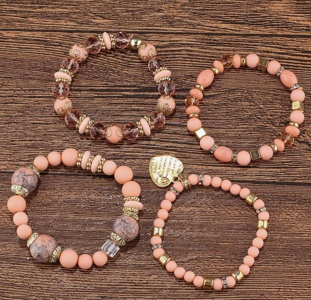 Women Beaded Bracelet Set | Colorful Boho Stackable Trendy Design with Crystal Accents Multilayer Bangle Bracelet | Fashion Stretch Braclets Jewelry for Women image 2