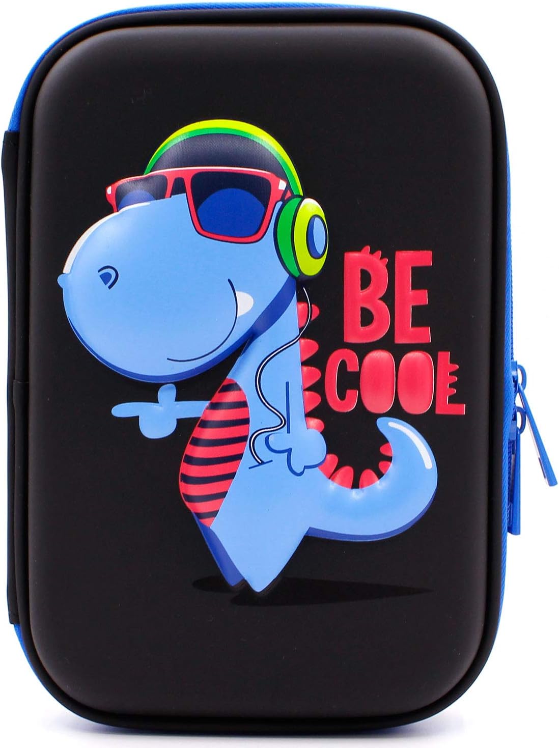 SOOCUTE School Boys Cool Dinosaur Hardtop Pencil Case with Compartment - Big Pencil Box Students Stationery Organizer for Kids Children Toddlers (Black)