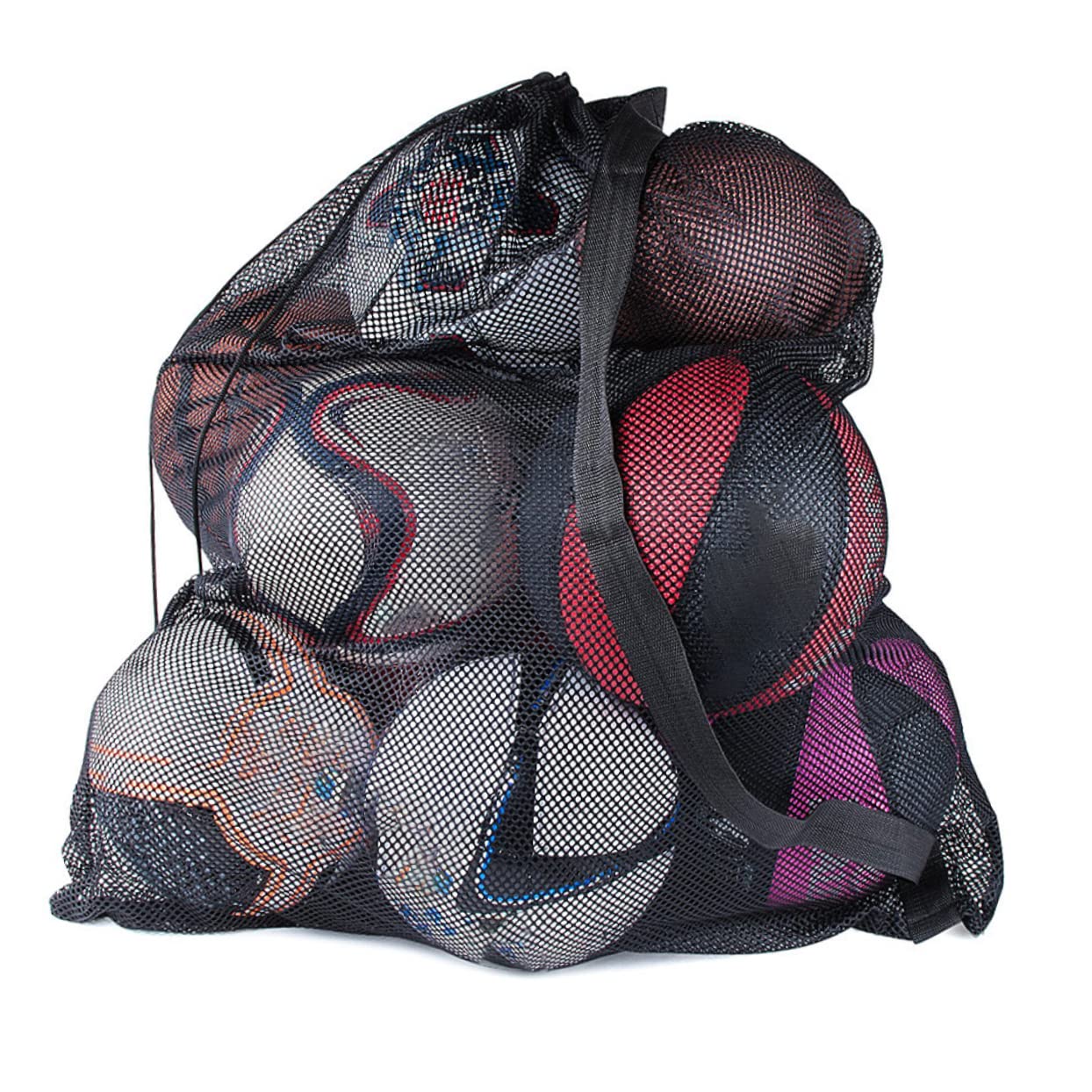 TOYANDONA Borsa sportiva borsa da calcio per palloni Borsa da ginnastica di grandi dimensioni borsa da calcio netto borsa da calcio con coulisse borsa a rete da basket poliestere Nero