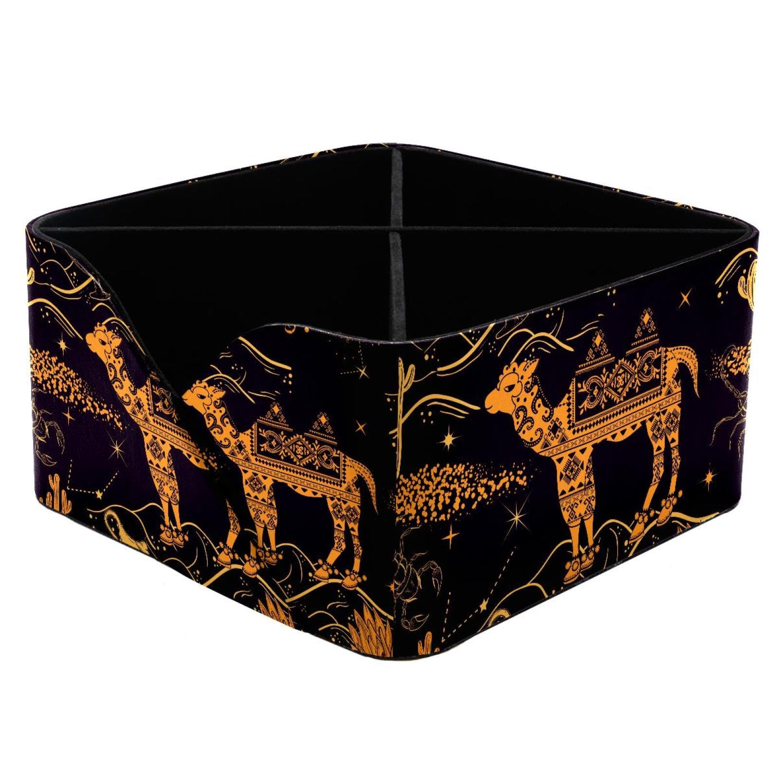 KengjuTesu Camel Desert Cactus and Lamp African Tribal Pattern Desktop Organizer Pen Holder, Rectangular Pencil Cup for Office, Study and Makeup Stations
