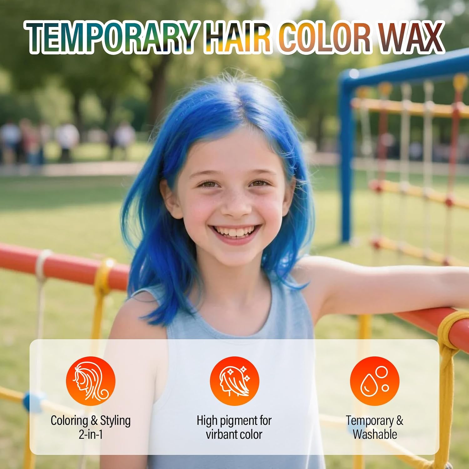 Blue Hair Wax, Temporary Hair Color Wax for kids, Washable & Nourishing Hair Paint Wax for Crazy Hair Day, Halloween, Parties, Football Event, Cosplay 2.12 Oz. (Blue)