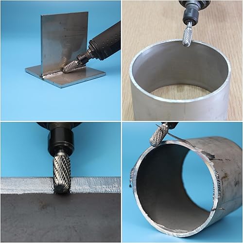 Miniatura 9 de Juego de 8 rebabas de carburo con mango de 14 con caja transparente, diámetro máximo de cabeza de 0.394 in, brocas de amoladora de troquel,