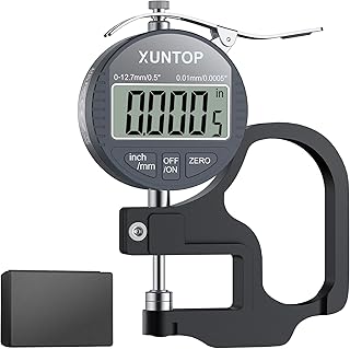 XUNTOP Medidor de espessura digital 0-12,7 mm/0,5" medidor de espessura 0,01 mm/0,0005 '' medidor de espessura portátil...