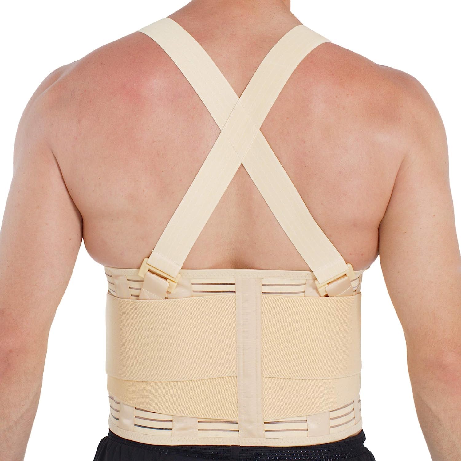 Tutore Posteriore con Spallacci Rimovibili Regolabili, Supporto per La Schiena da Uomo E da Donna Cintura di Decompressione della Colonna Vertebrale Lombare per Alleviare(Skin,XX-Large)
