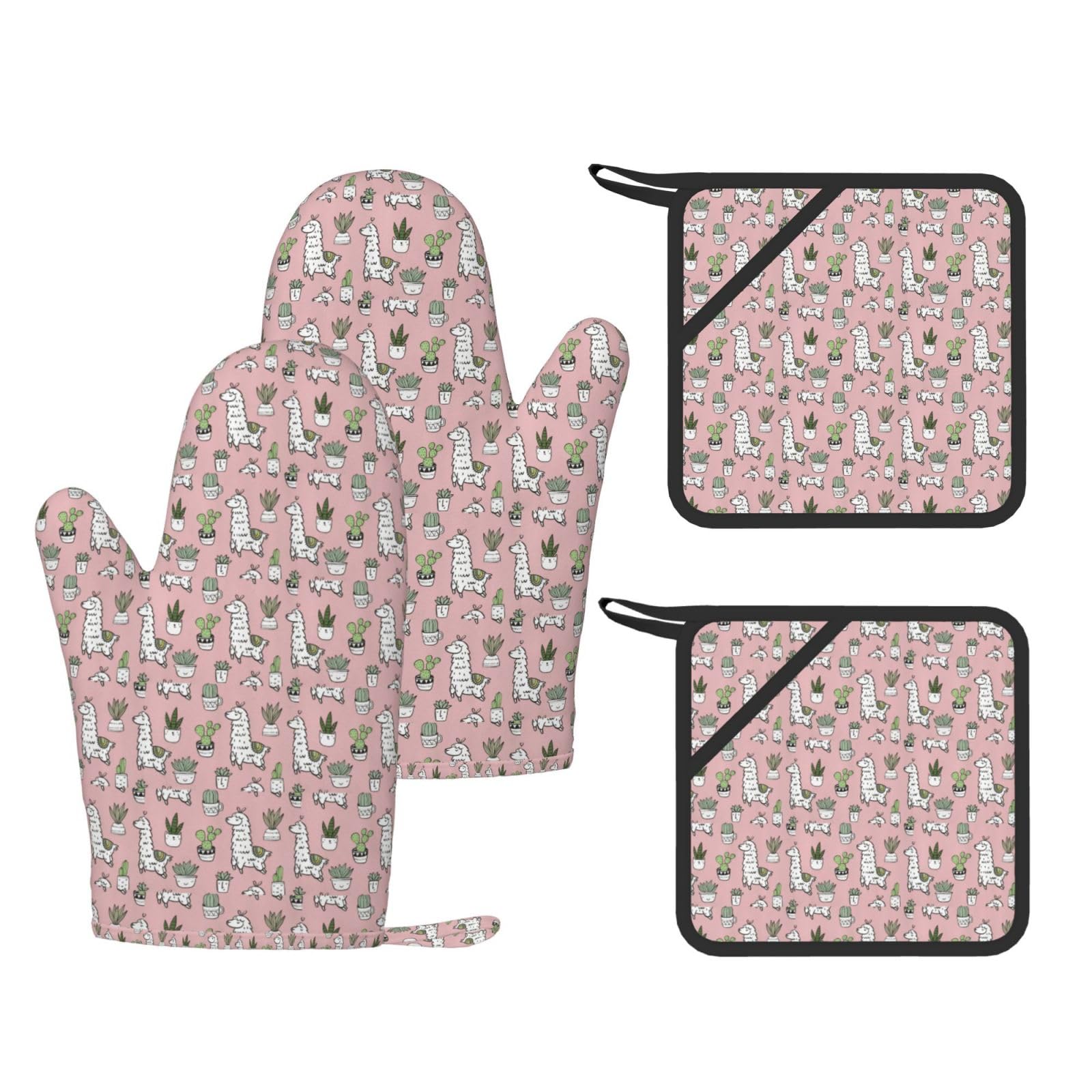 Gants résistants à la chaleur lot de 4 maniques épaisses anti-brûlure cuisine