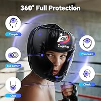 Vista 3 de Casco de boxeo para niños, hombres y jóvenes, paquete de 2, casco de combate de MMA de cara completa con protección ajustable, máscara facial