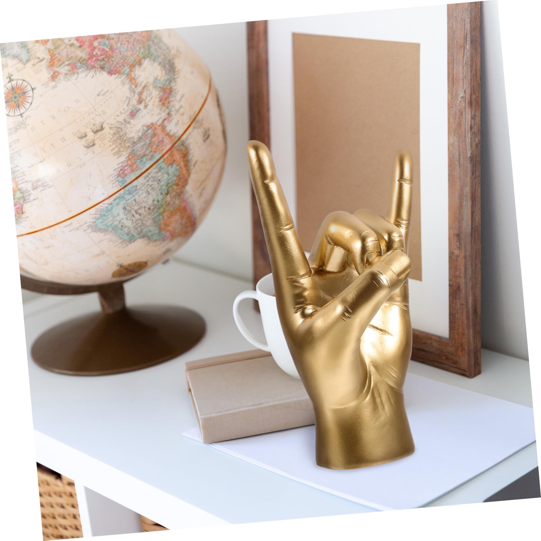 Alipis 2 Pz Modello Di Gesto Di Musica Rock Statua Decorare Arredamento Decorazioni Per La Casa Scultura in Stile Nordico Ornamento Per Il Gesto Della Roccia Domestica Resina