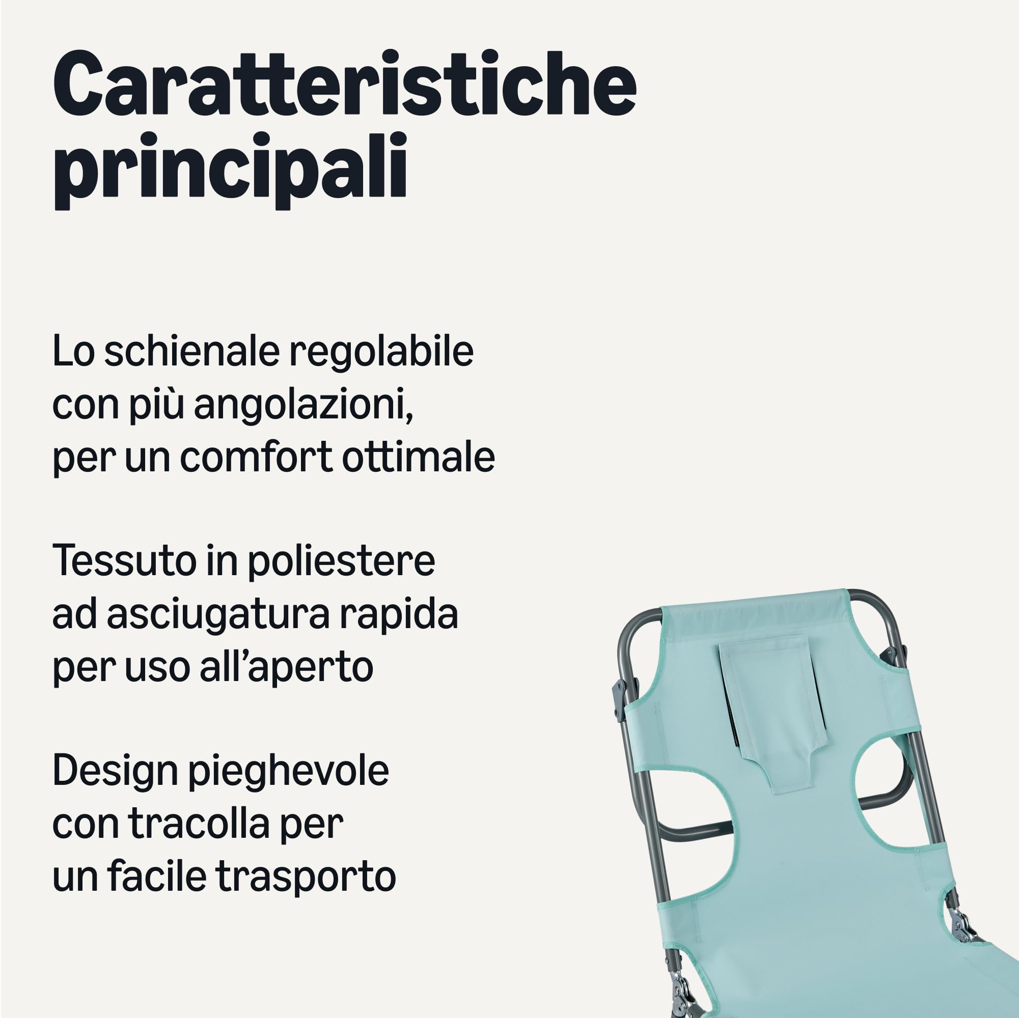Amazon Basics Poltrona da Esterno Reclinabile Pieghevole Schienale Regolabile Blu