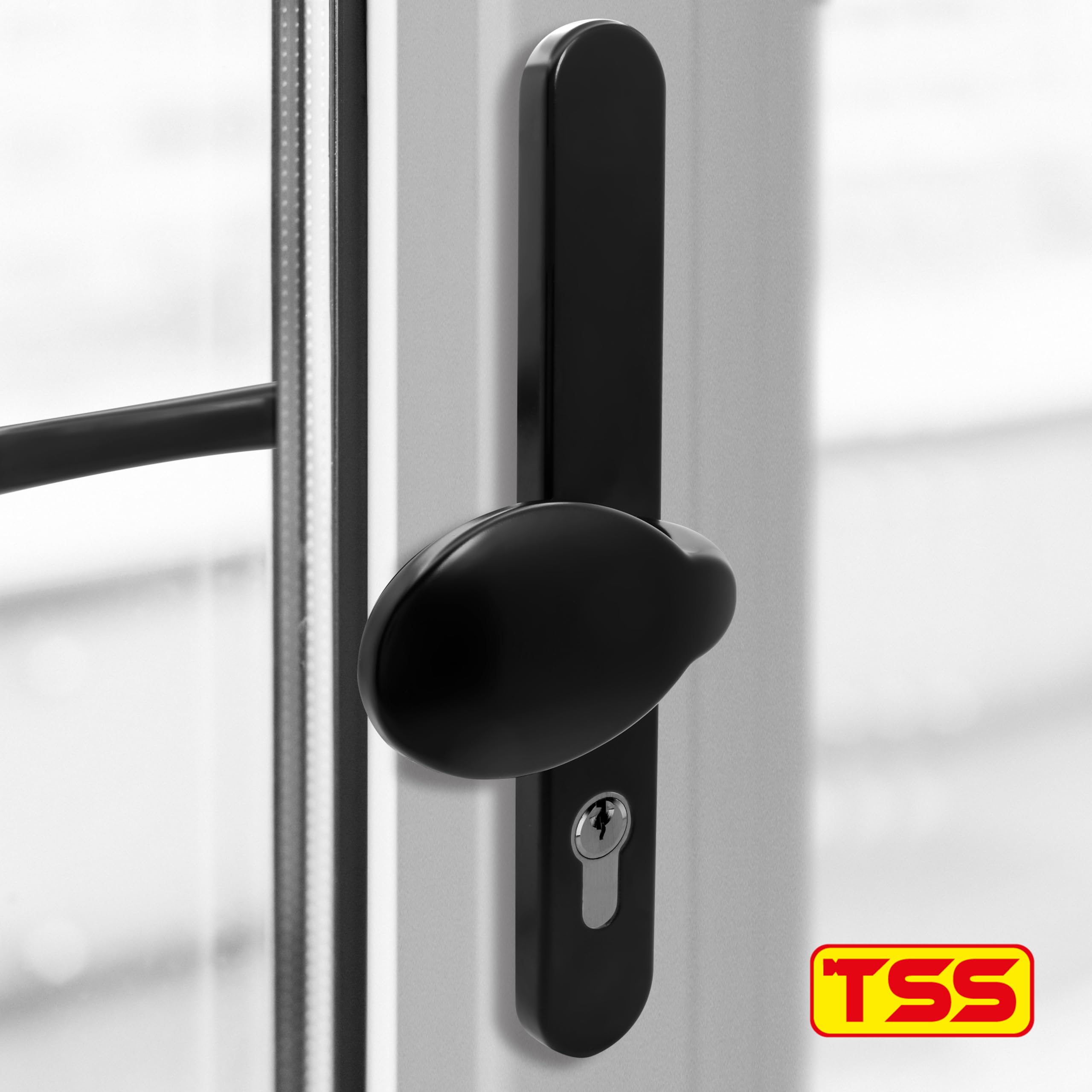 TSS UPVC Door Handle Pair Set including Offset Lever and Pad, 95/65mm PZ Centres (Internal = 95mm / External 65mm), Sprung - Image 4