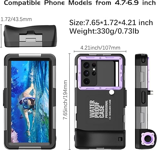 Miniatura 9 de Funda universal para teléfono de buceo bajo el agua con cordón para esnórquel, impermeable, buceo, natación, video fotográfico, para iPhone