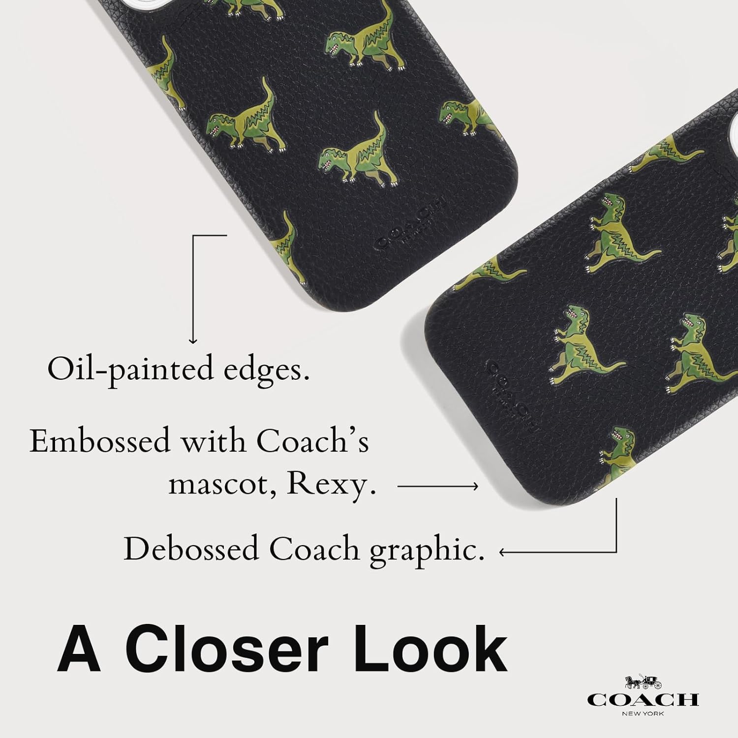 Coach Genuine Debossed Pebbled Leather Slim Wrap iPhone 16 Pro Case - Designer Phone Case - Repeat Rexy - Image 6