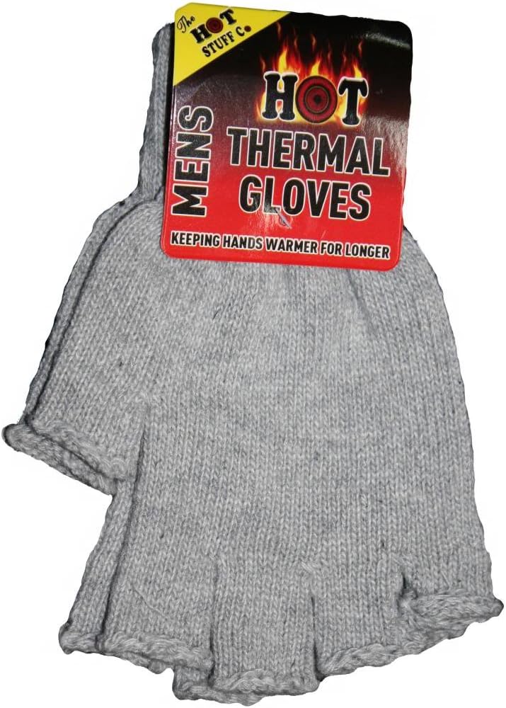 Jean Junction Mens Fingerless Thermal Gloves One Size Fits All Mixed