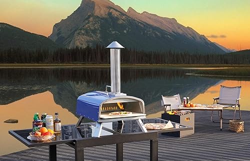 Vista 17 de PIZZELLO Horno de pizza plegable de 13 pulgadas para exteriores con quemador de gas, bandeja de madera, piedra para pizza, cáscara de pizza