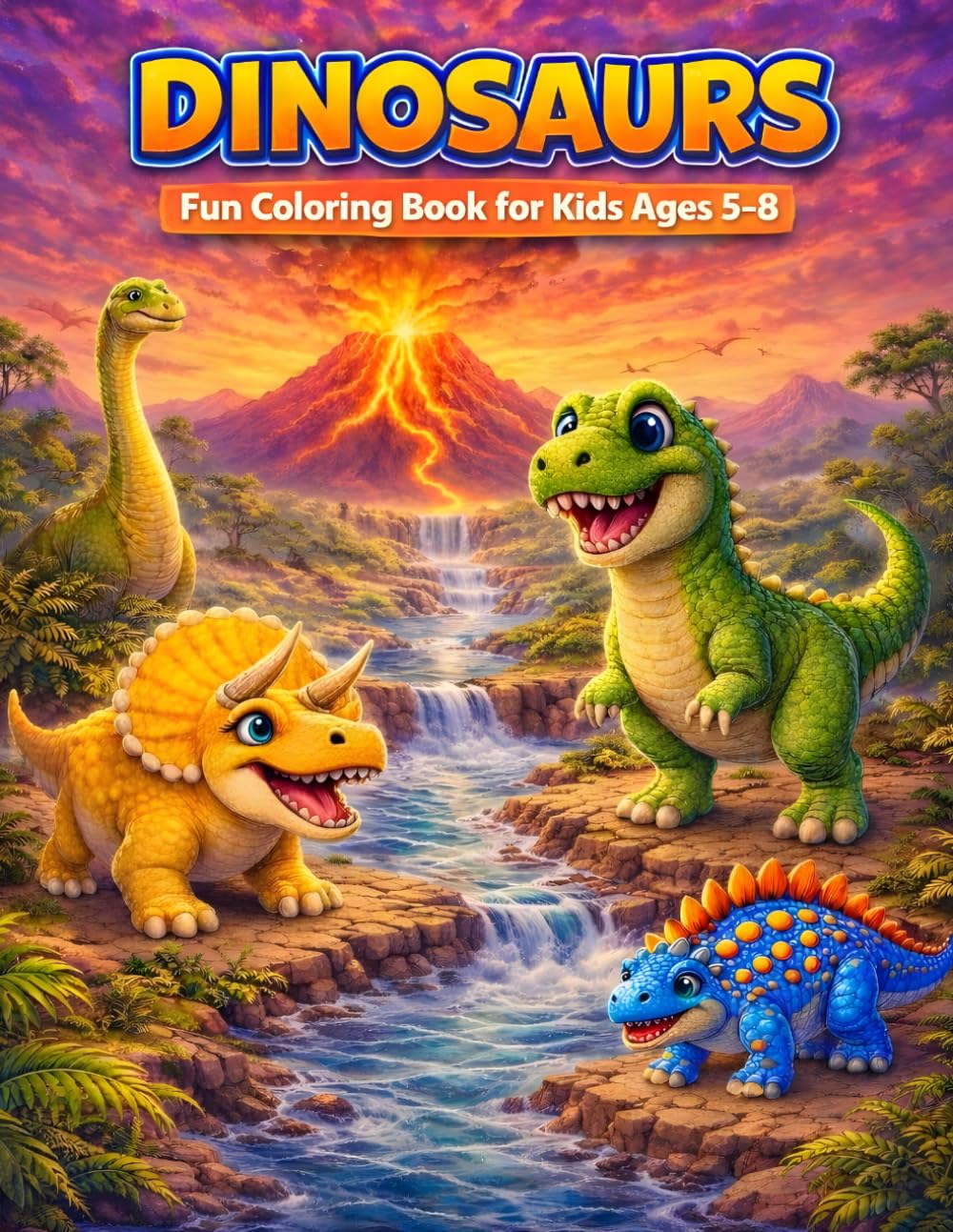 Dinosaur Coloring Book for Kids Ages 5–8: Cute and Easy Dino Coloring Pages with Fun Facts: Cute and Easy Dino Coloring Pages with Fun Facts