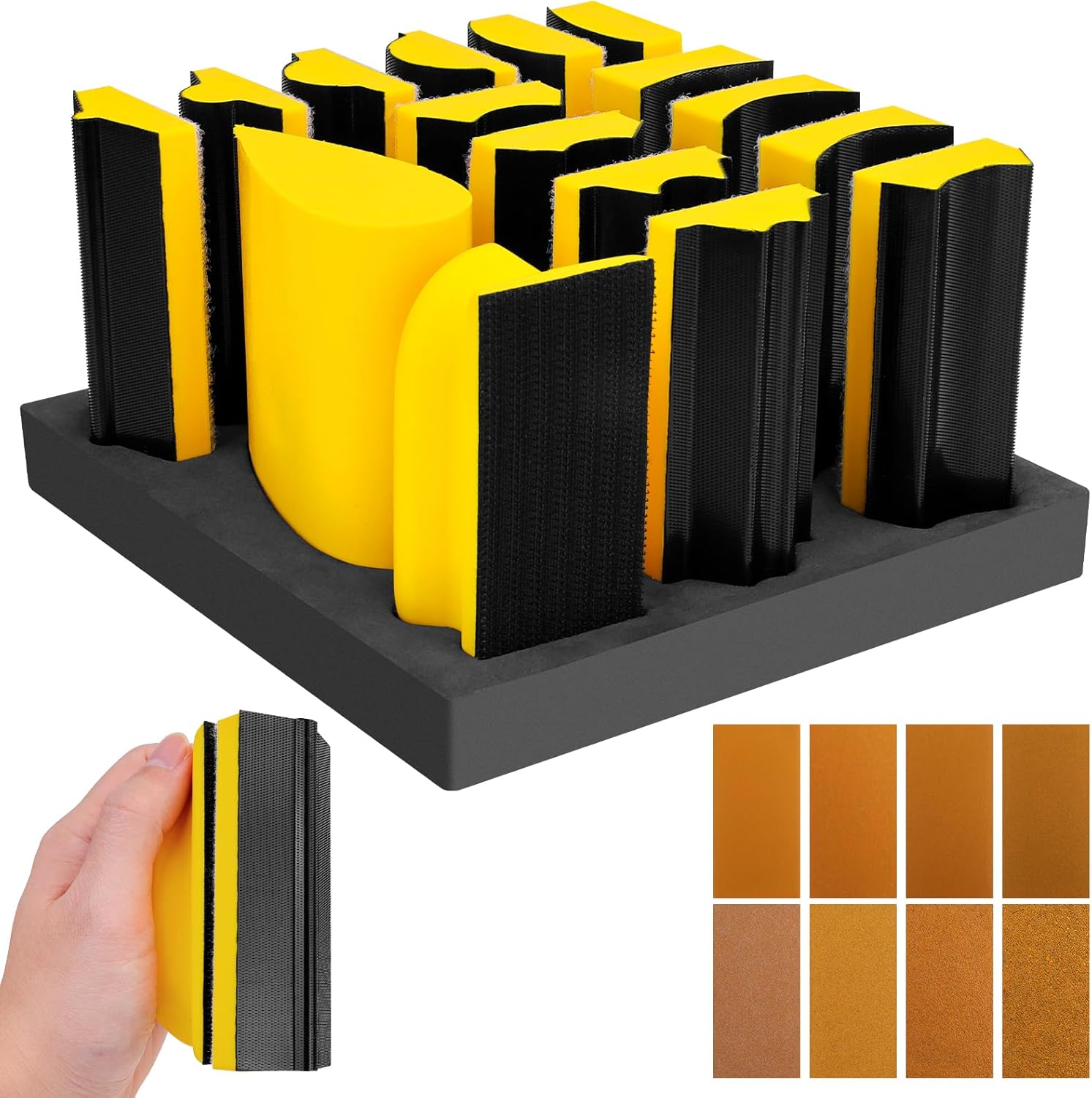 56 PCS Hand Sanding Block Set- 16 PCS Contoured Profile Hand Sander ...