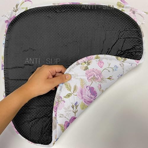 Vista 107 de Lunarable Orient - Cojín de asiento para silla, curlicues florales orientales con elementos artísticos venecianos, hojas de follaje, damasco a