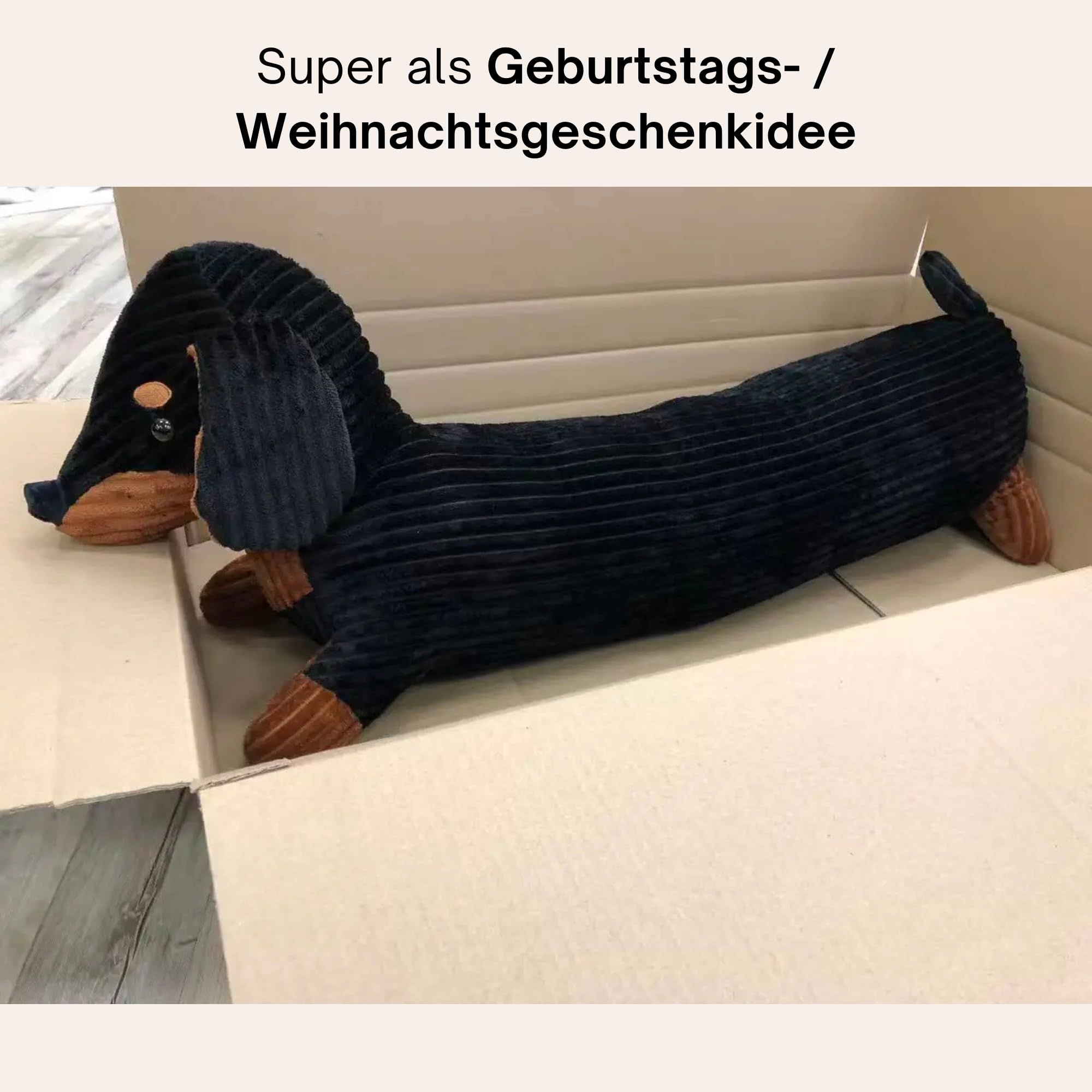 XXL Dackel Kissen 100cm Hundmotiv Seitenschläferkissen Cord-Bezug