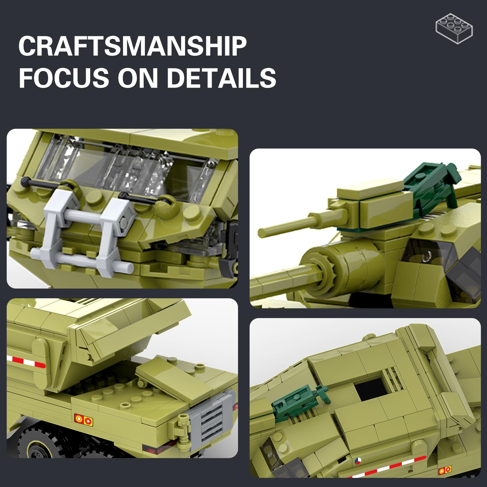 MEIEST Military Vehicle Building Blocks Sets,Armored Model Brick Set Highly Detailed Set for Military Enthusiast Teens and Adults (DANA M2) - Image 3